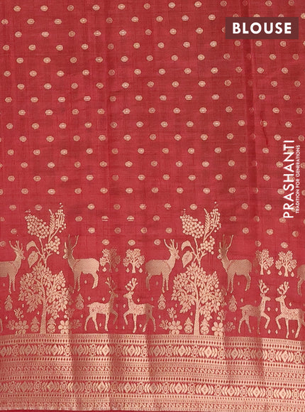 Semi raw silk saree maroon with allover zari woven 1000 buttas and rich zari woven border