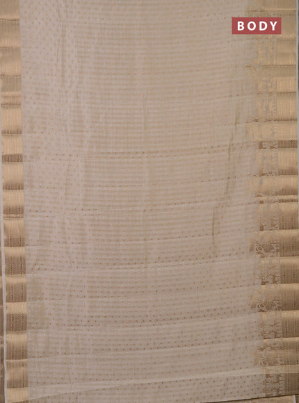 Semi raw silk saree cream with allover zari woven 1000 buttas and rich zari woven border