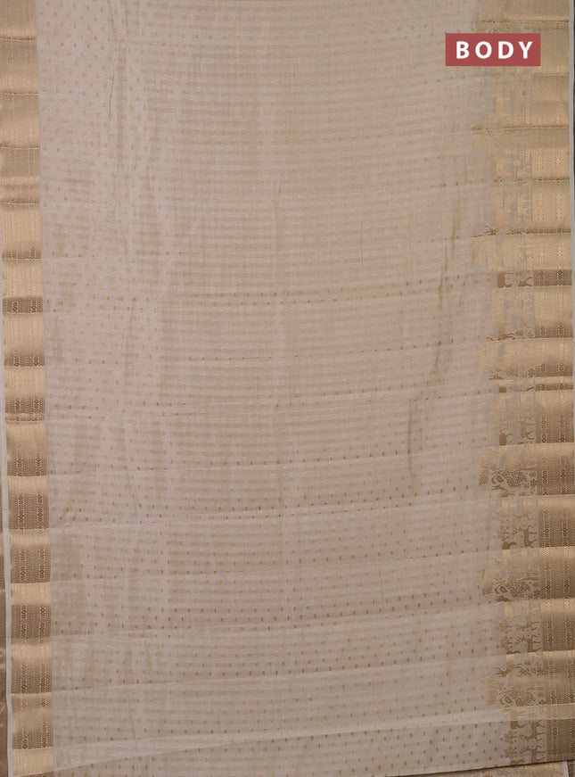Semi raw silk saree cream with allover zari woven 1000 buttas and rich zari woven border