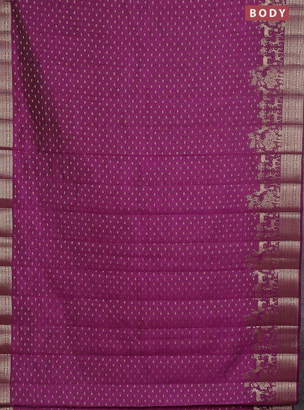 Semi raw silk saree deep purple with allover zari woven 1000 buttas and rich zari woven border