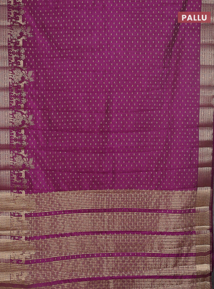 Semi raw silk saree deep purple with allover zari woven 1000 buttas and rich zari woven border