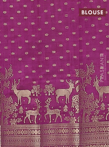 Semi raw silk saree deep purple with allover zari woven 1000 buttas and rich zari woven border