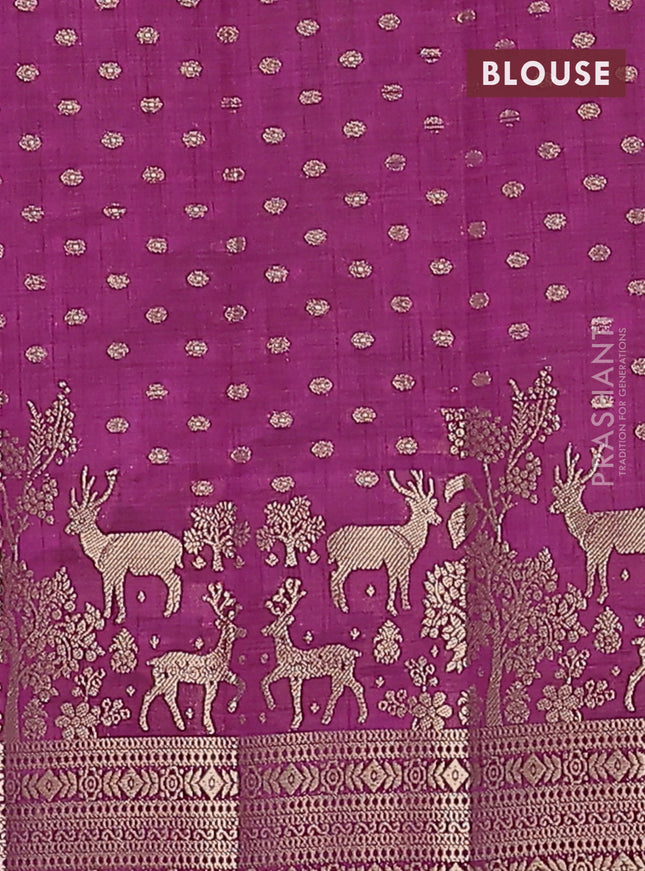 Semi raw silk saree deep purple with allover zari woven 1000 buttas and rich zari woven border