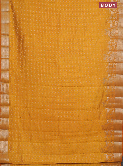 Semi raw silk saree mustard yellow with allover zari woven 1000 buttas and rich zari woven border