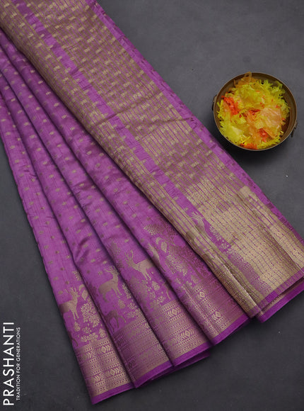 Semi raw silk saree lavender with allover zari woven 1000 buttas and rich zari woven border