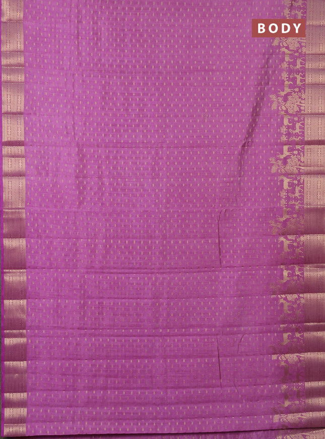Semi raw silk saree lavender with allover zari woven 1000 buttas and rich zari woven border