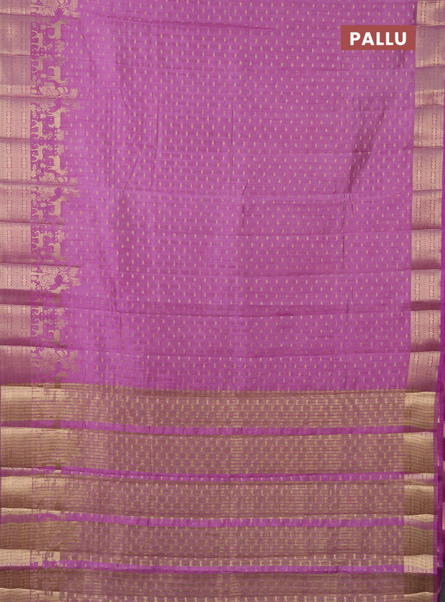 Semi raw silk saree lavender with allover zari woven 1000 buttas and rich zari woven border