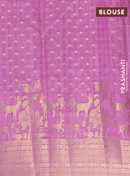 Semi raw silk saree lavender with allover zari woven 1000 buttas and rich zari woven border