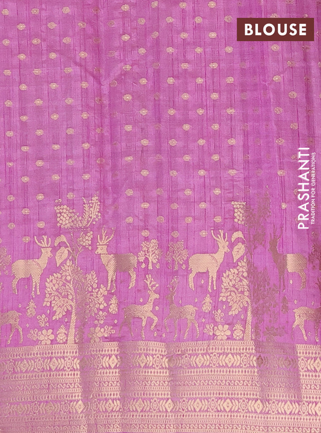 Semi raw silk saree lavender with allover zari woven 1000 buttas and rich zari woven border