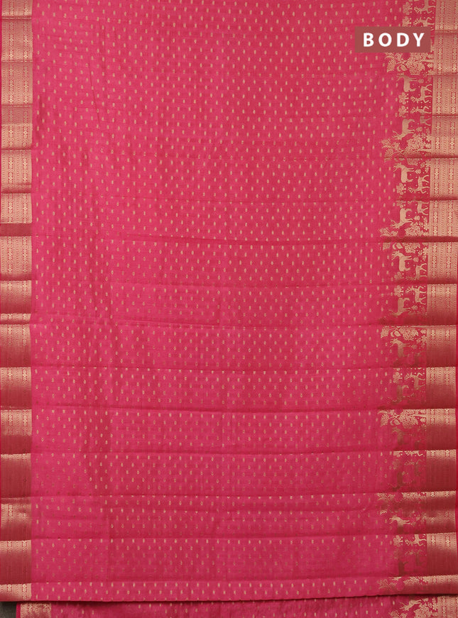 Semi raw silk saree pink with allover zari woven 1000 buttas and rich zari woven border