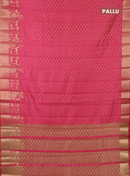 Semi raw silk saree pink with allover zari woven 1000 buttas and rich zari woven border