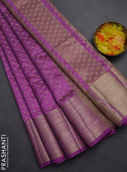 Semi raw silk saree lavender with allover zari woven 1000 buttas and rich zari woven border