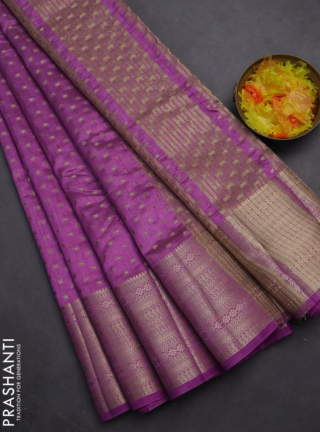 Semi raw silk saree lavender with allover zari woven 1000 buttas and rich zari woven border