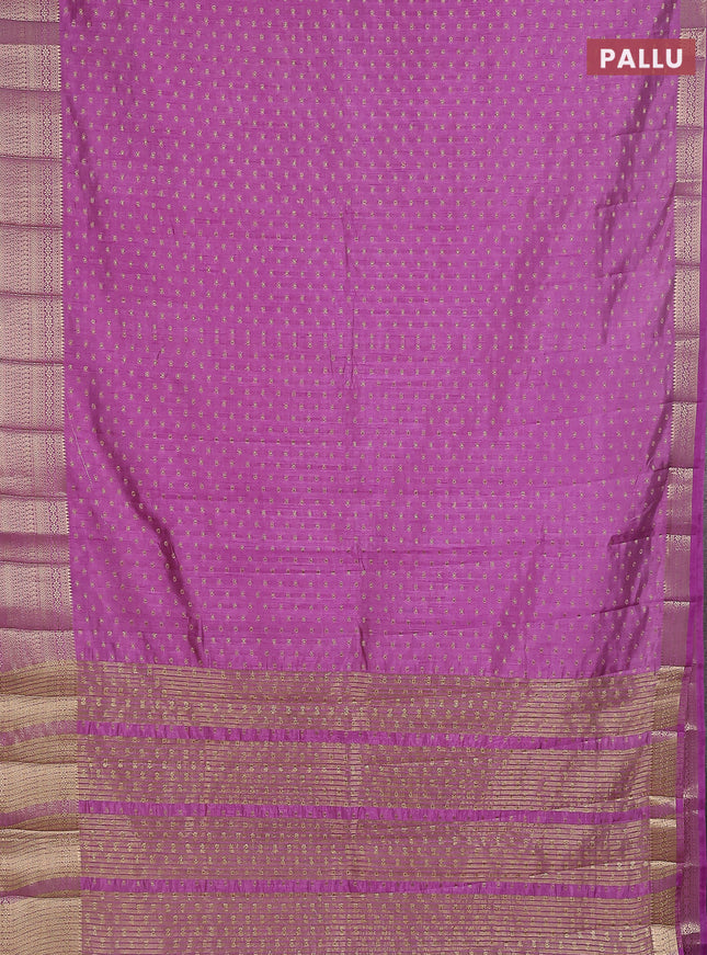 Semi raw silk saree lavender with allover zari woven 1000 buttas and rich zari woven border