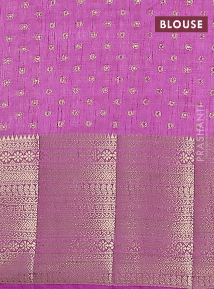 Semi raw silk saree lavender with allover zari woven 1000 buttas and rich zari woven border