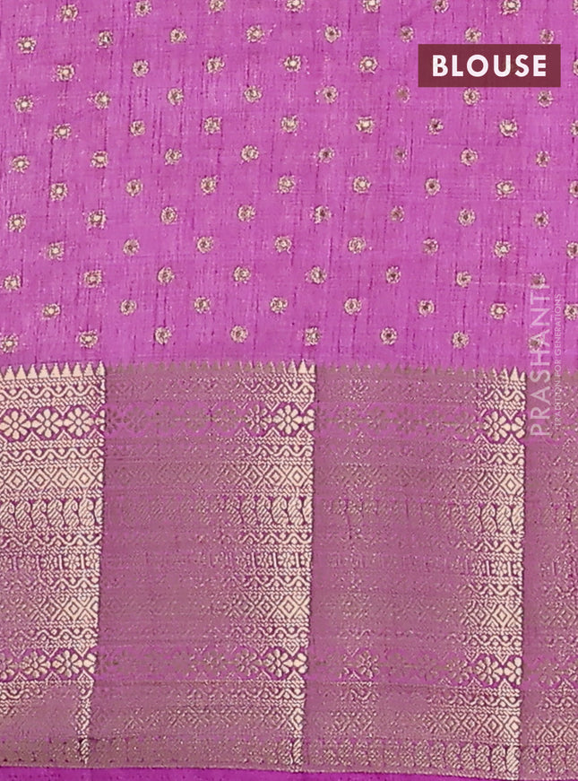 Semi raw silk saree lavender with allover zari woven 1000 buttas and rich zari woven border