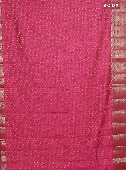 Semi raw silk saree pink with allover zari woven 1000 buttas and rich zari woven border