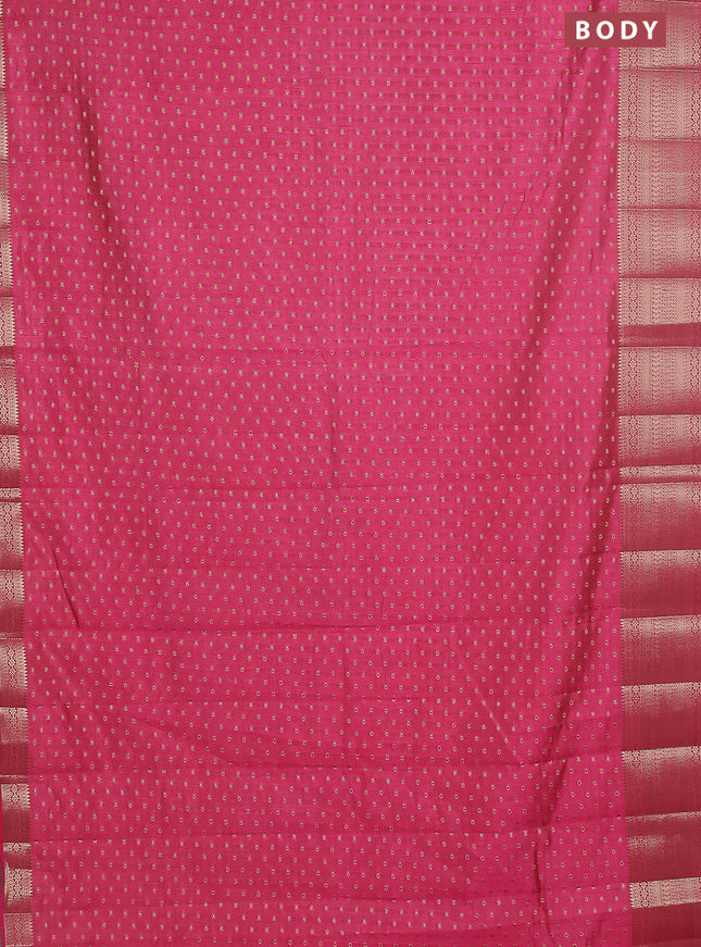 Semi raw silk saree pink with allover zari woven 1000 buttas and rich zari woven border