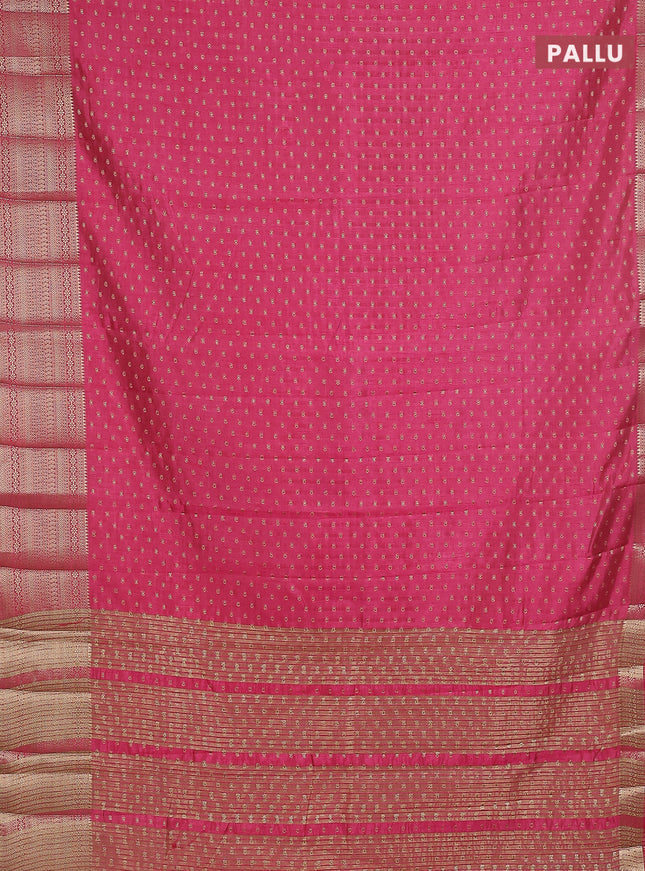 Semi raw silk saree pink with allover zari woven 1000 buttas and rich zari woven border