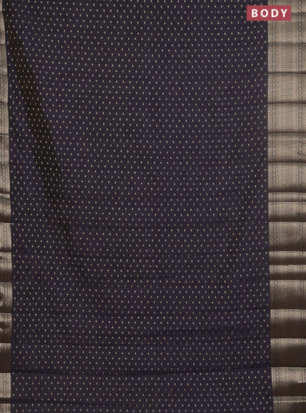 Semi raw silk saree dark navy blue with allover zari woven 1000 buttas and rich zari woven border