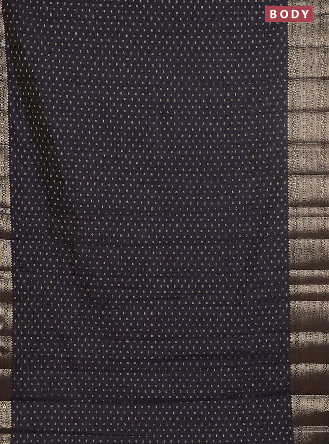 Semi raw silk saree dark navy blue with allover zari woven 1000 buttas and rich zari woven border