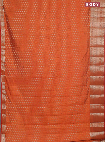 Semi raw silk saree orange with allover zari woven 1000 buttas and rich zari woven border