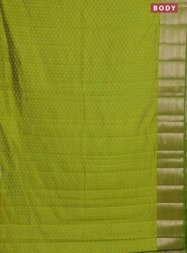 Semi raw silk saree light green with allover zari woven 1000 buttas and rich zari woven border