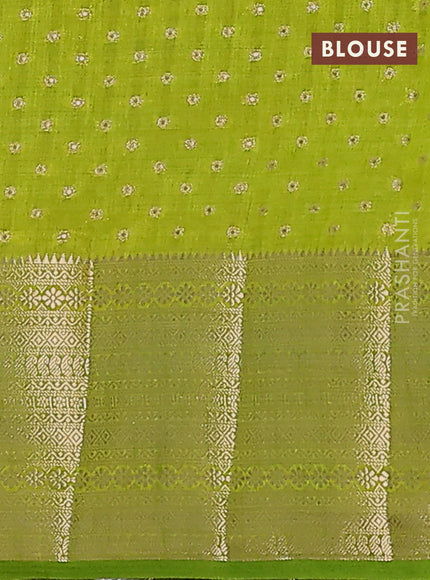 Semi raw silk saree light green with allover zari woven 1000 buttas and rich zari woven border