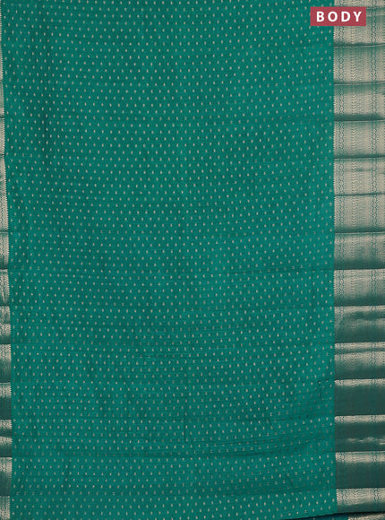Semi raw silk saree teal blue with allover zari woven 1000 buttas and rich zari woven border