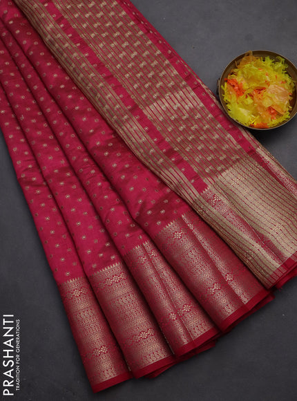 Semi raw silk saree pink with allover zari woven 1000 buttas and rich zari woven border