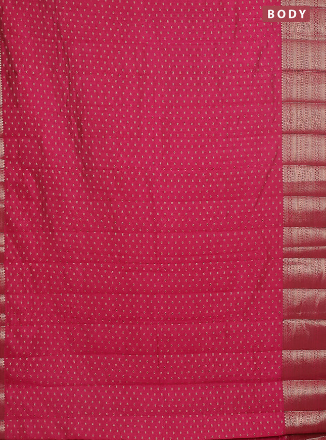 Semi raw silk saree pink with allover zari woven 1000 buttas and rich zari woven border