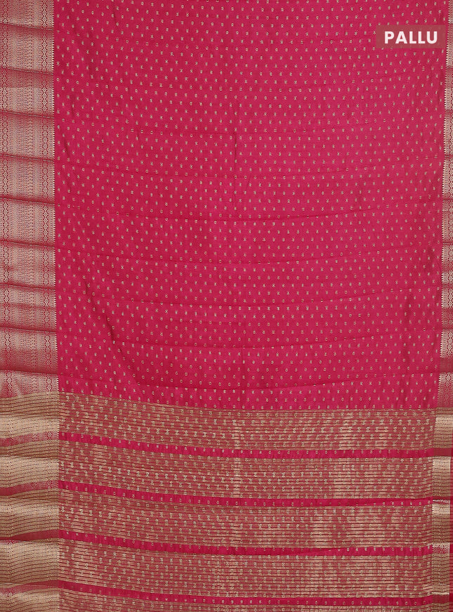 Semi raw silk saree pink with allover zari woven 1000 buttas and rich zari woven border
