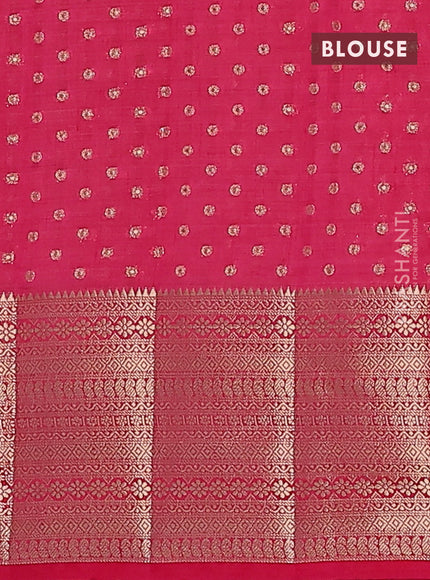 Semi raw silk saree pink with allover zari woven 1000 buttas and rich zari woven border