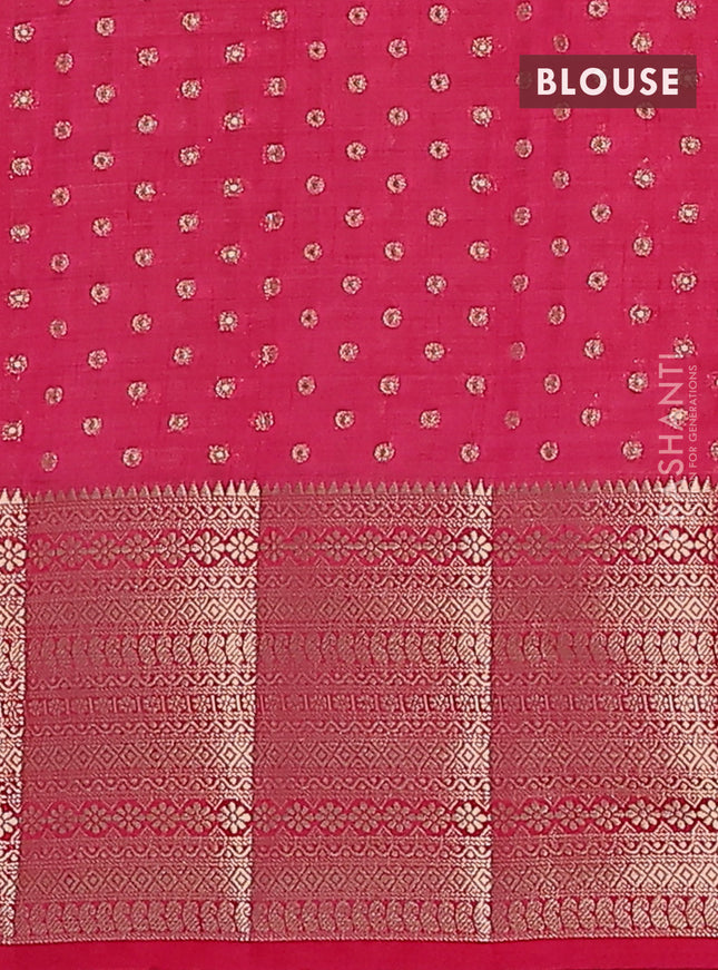 Semi raw silk saree pink with allover zari woven 1000 buttas and rich zari woven border