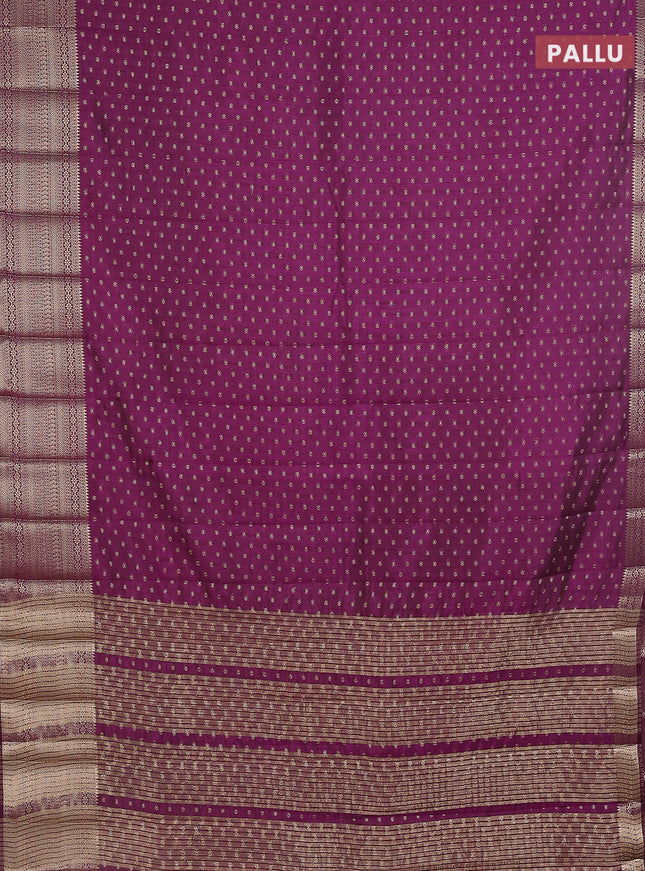 Semi raw silk saree purple with allover zari woven 1000 buttas and rich zari woven border