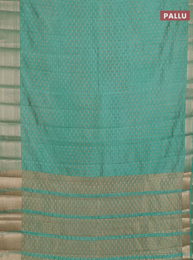 Semi raw silk saree pastel green with allover zari woven 1000 buttas and rich zari woven border