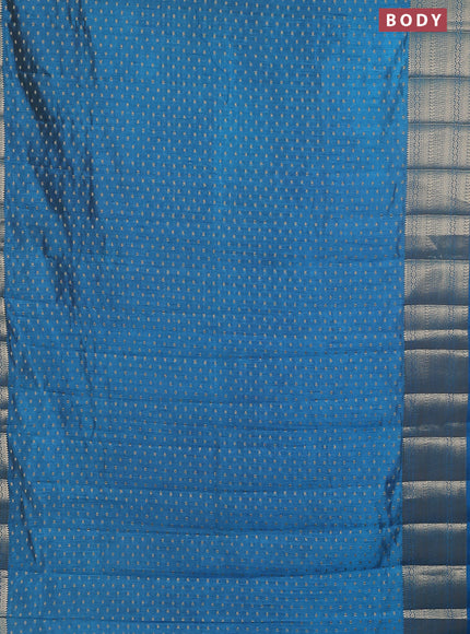 Semi raw silk saree cs blue with allover zari woven 1000 buttas and rich zari woven border