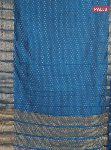 Semi raw silk saree cs blue with allover zari woven 1000 buttas and rich zari woven border