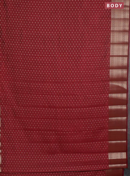 Semi raw silk saree maroon with allover zari woven 1000 buttas and rich zari woven border
