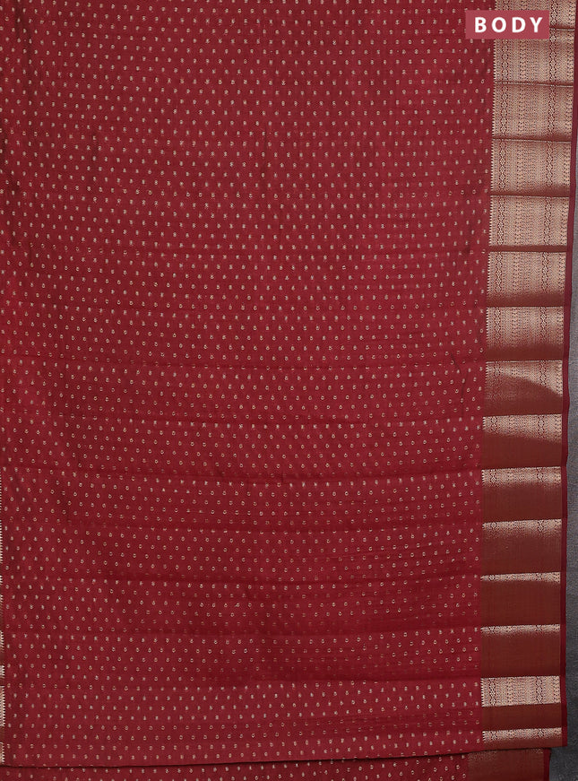 Semi raw silk saree maroon with allover zari woven 1000 buttas and rich zari woven border