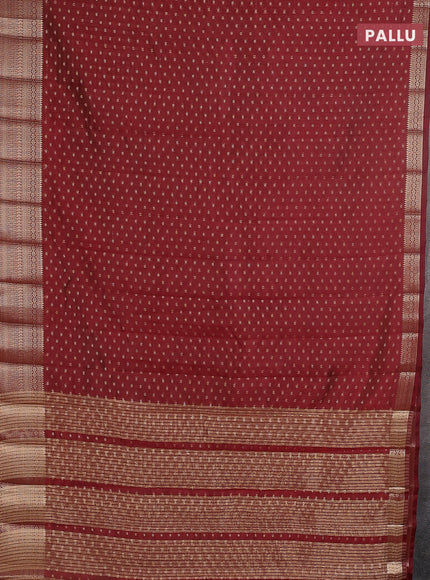 Semi raw silk saree maroon with allover zari woven 1000 buttas and rich zari woven border
