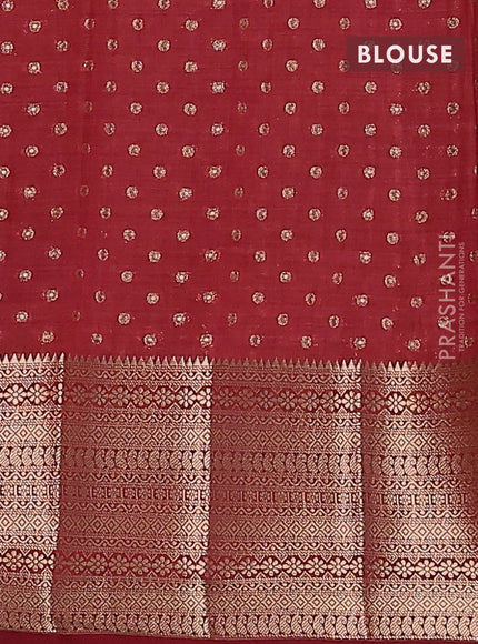 Semi raw silk saree maroon with allover zari woven 1000 buttas and rich zari woven border