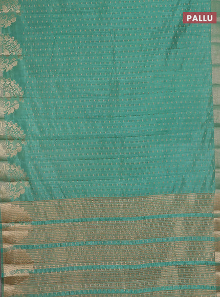 Semi raw silk saree pastel green with allover zari woven 1000 buttas and rich zari woven border