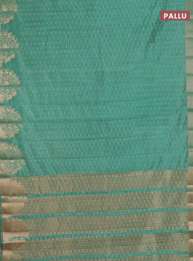 Semi raw silk saree pastel green with allover zari woven 1000 buttas and rich zari woven border