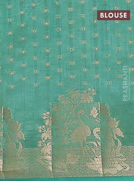 Semi raw silk saree pastel green with allover zari woven 1000 buttas and rich zari woven border