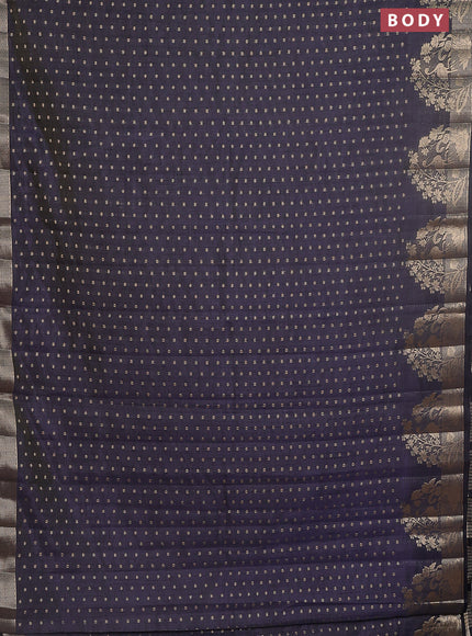 Semi raw silk saree navy blue with allover zari woven 1000 buttas and rich zari woven border