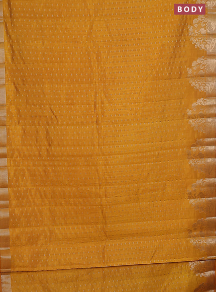 Semi raw silk saree mustard yellow with allover zari woven 1000 buttas and rich zari woven border