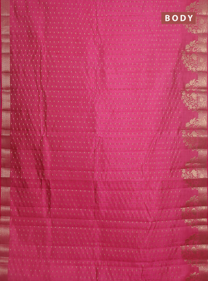 Semi raw silk saree pink with allover zari woven 1000 buttas and rich zari woven border