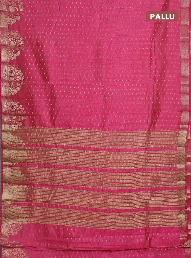 Semi raw silk saree pink with allover zari woven 1000 buttas and rich zari woven border