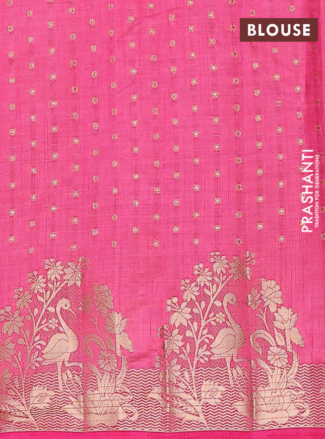 Semi raw silk saree pink with allover zari woven 1000 buttas and rich zari woven border